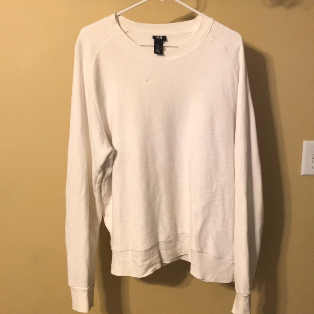 H&M White Crewneck Sweatshirt